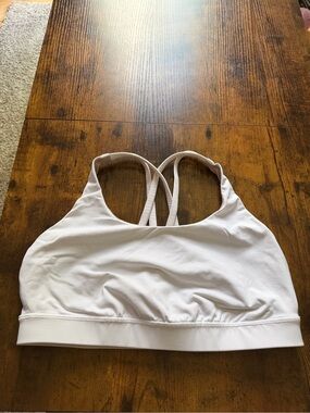Lululemon White Cross Back Sports Bra Size 10 Medium Support Yoga Training